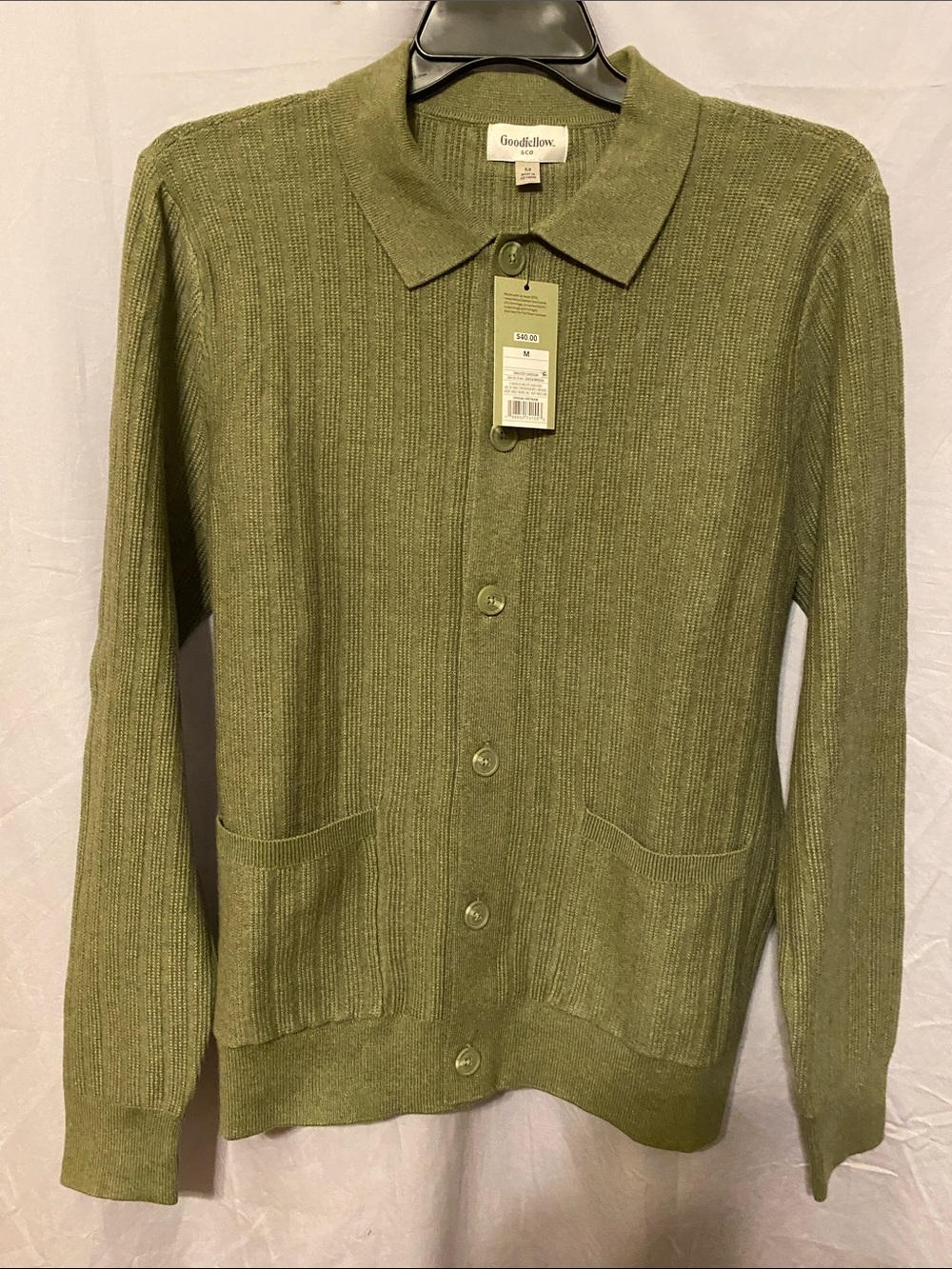 Goodfellow & Co Olive Green Ribbed Button-Front Shirt Jacket